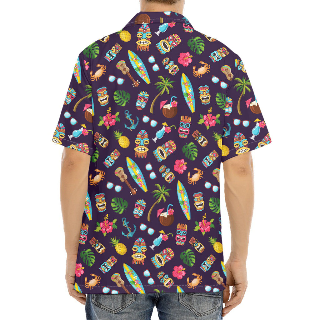 Summer Totem Pattern Print Aloha Shirt