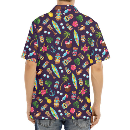 Summer Totem Pattern Print Aloha Shirt
