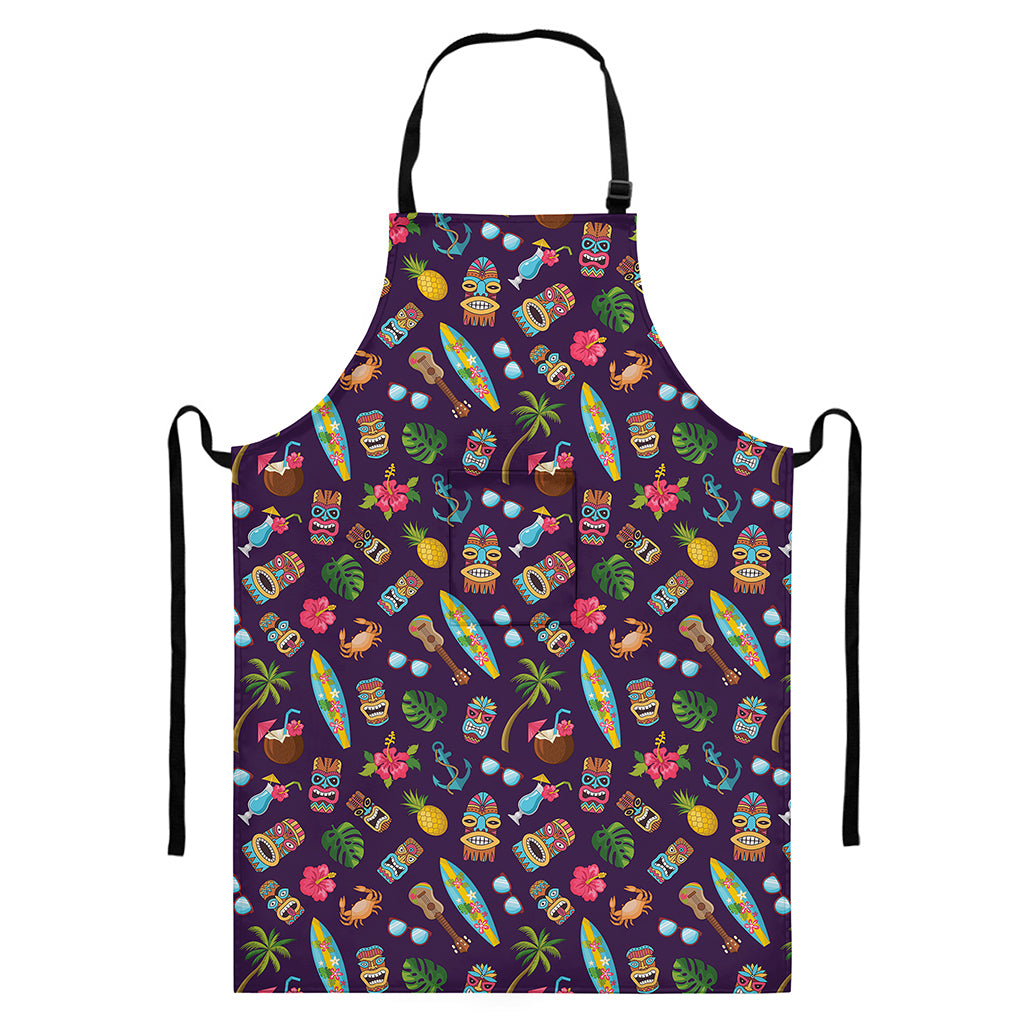 Summer Totem Pattern Print Bib Apron With Pocket