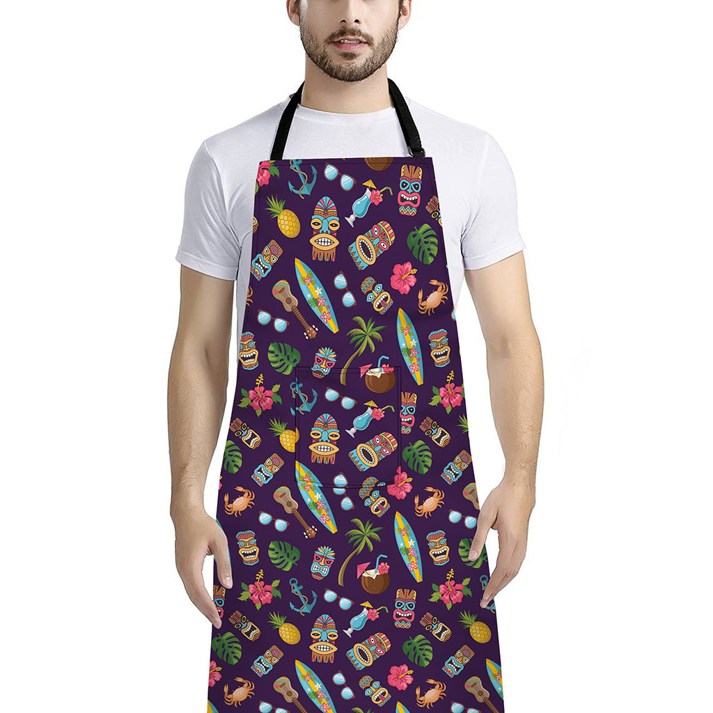 Summer Totem Pattern Print Bib Apron With Pocket