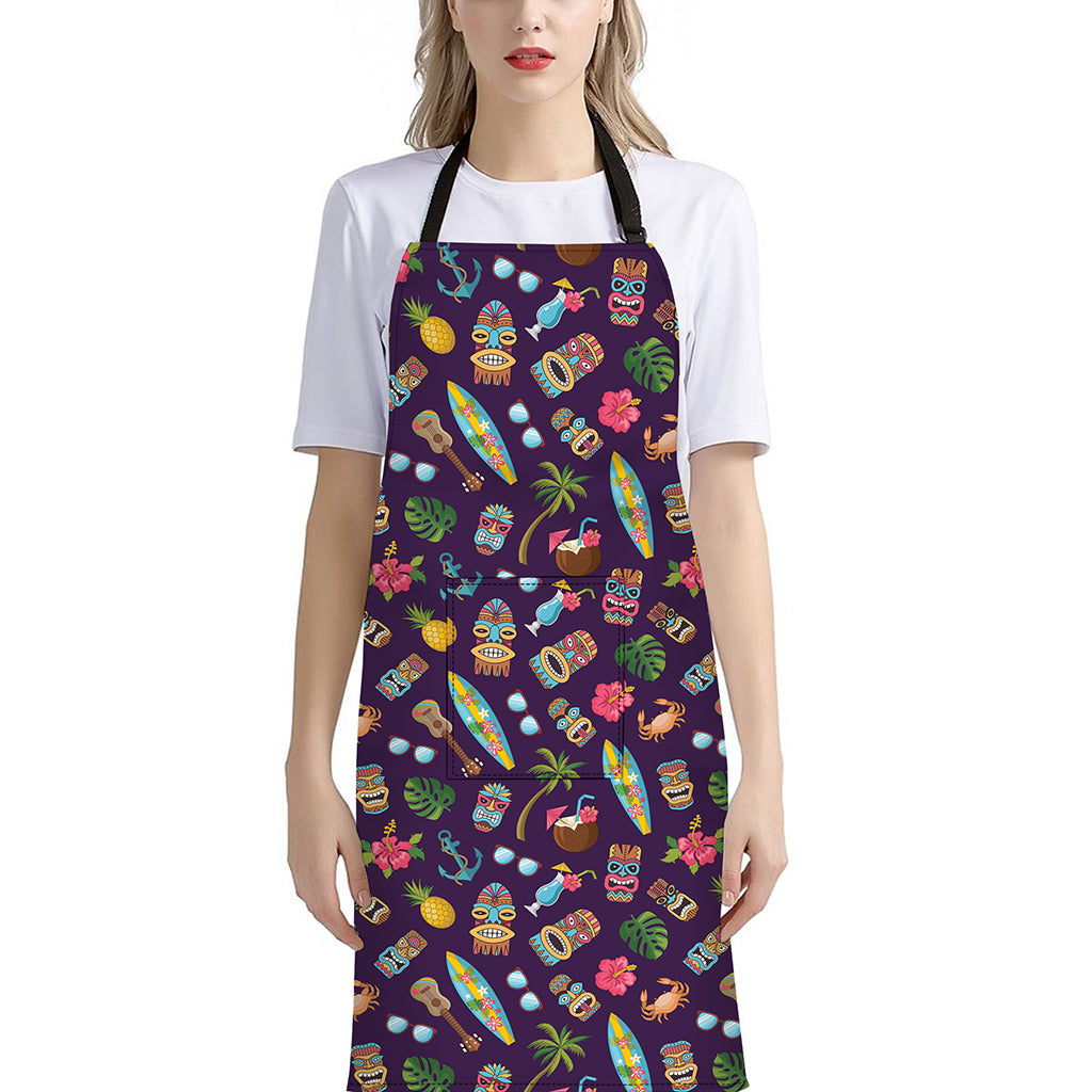 Summer Totem Pattern Print Bib Apron With Pocket