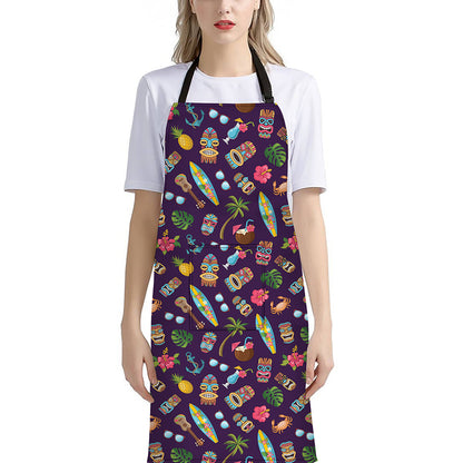 Summer Totem Pattern Print Bib Apron With Pocket