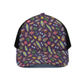 Summer Totem Pattern Print Black Mesh Trucker Hat