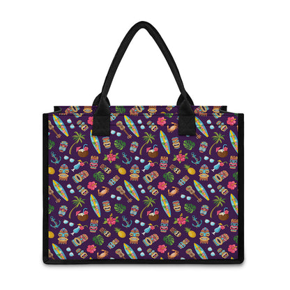 Summer Totem Pattern Print Canvas Tote Bag
