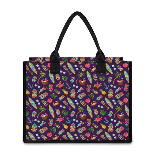 Summer Totem Pattern Print Canvas Tote Bag