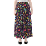 Summer Totem Pattern Print Chiffon Maxi Skirt