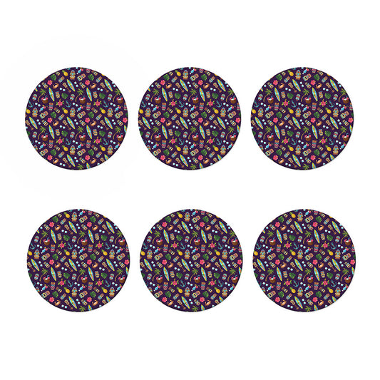 Summer Totem Pattern Print Coaster Set