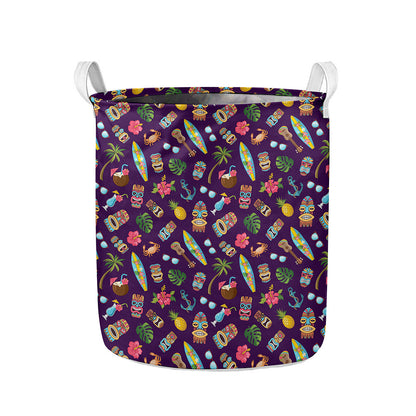 Summer Totem Pattern Print Collapsible Laundry Basket