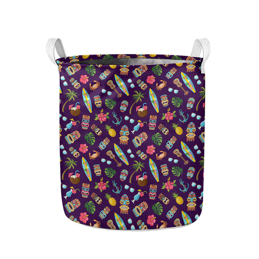 Summer Totem Pattern Print Collapsible Laundry Basket