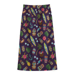 Summer Totem Pattern Print Cotton Front Slit Maxi Skirt