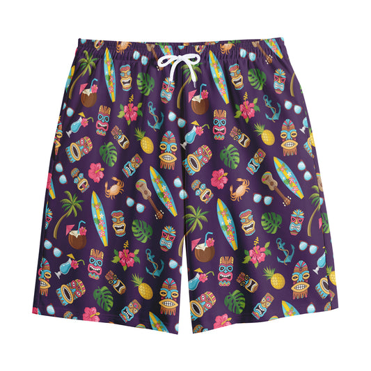 Summer Totem Pattern Print Cotton Shorts