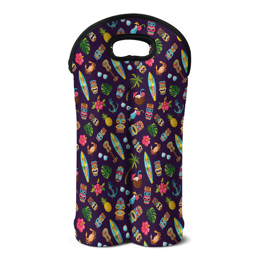 Summer Totem Pattern Print Double Neoprene Wine Tote