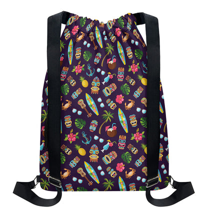Summer Totem Pattern Print Drawstring Backpack