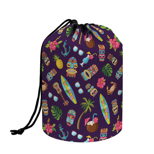 Summer Totem Pattern Print Drawstring Makeup Bag