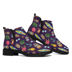 Summer Totem Pattern Print Flat Ankle Boots