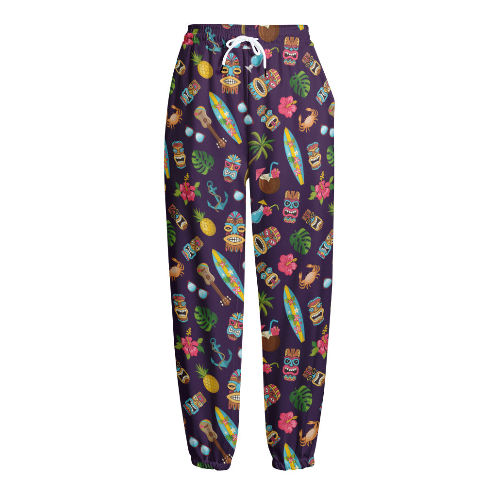 Summer Totem Pattern Print Fleece Lined Knit Pants