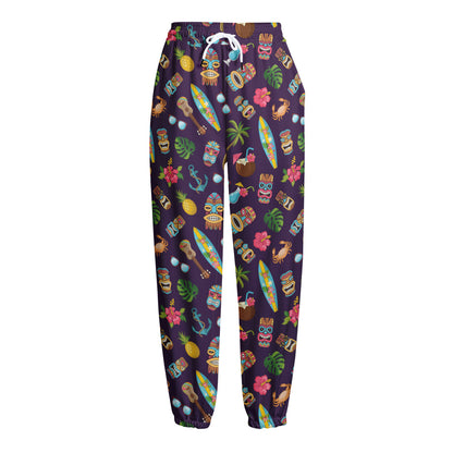 Summer Totem Pattern Print Fleece Lined Knit Pants