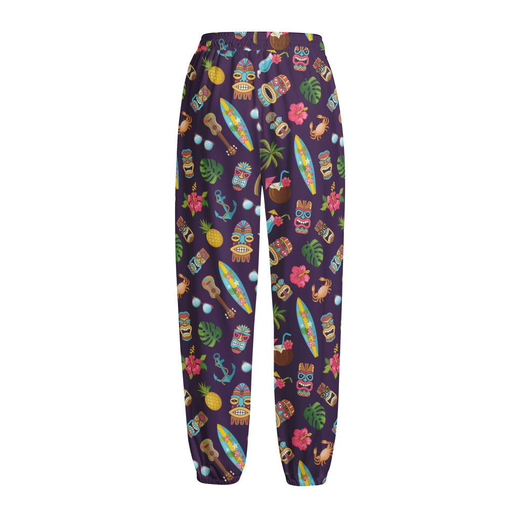 Summer Totem Pattern Print Fleece Lined Knit Pants