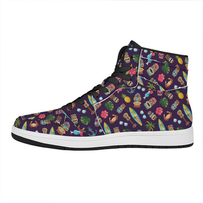 Summer Totem Pattern Print High Top Leather Sneakers