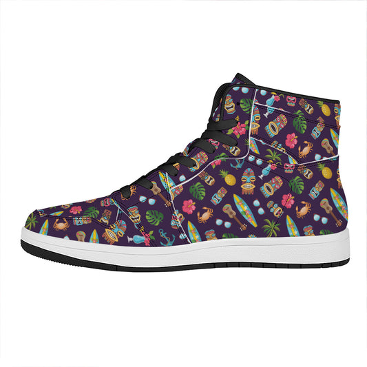 Summer Totem Pattern Print High Top Leather Sneakers