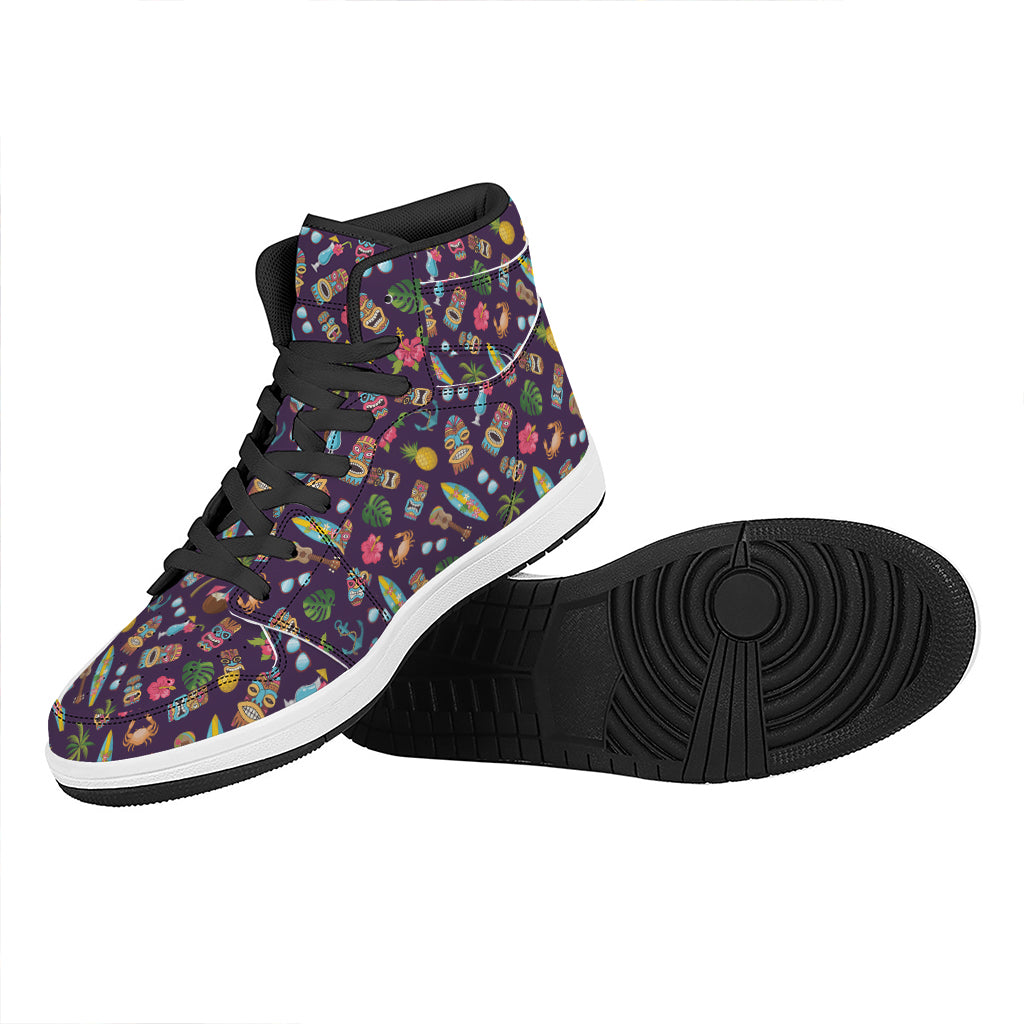 Summer Totem Pattern Print High Top Leather Sneakers