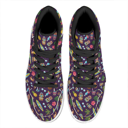 Summer Totem Pattern Print High Top Leather Sneakers