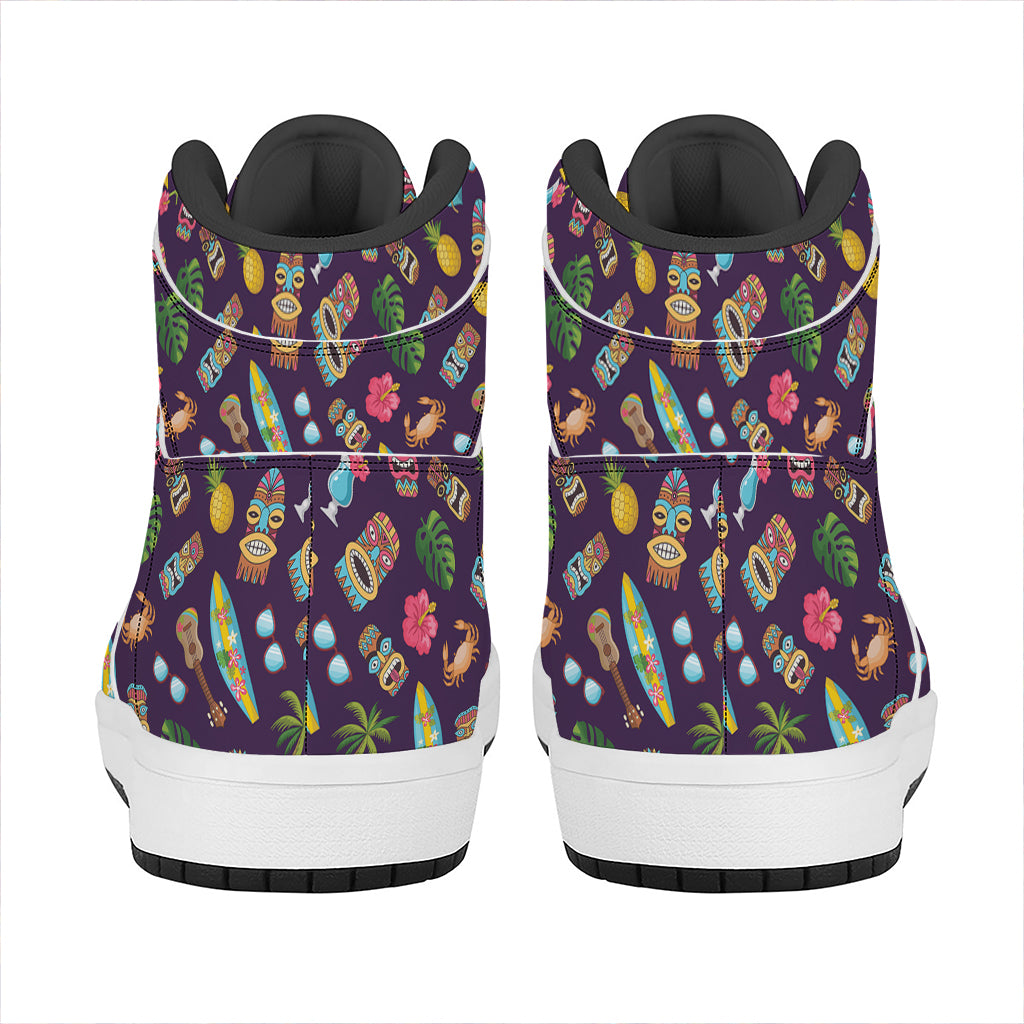 Summer Totem Pattern Print High Top Leather Sneakers