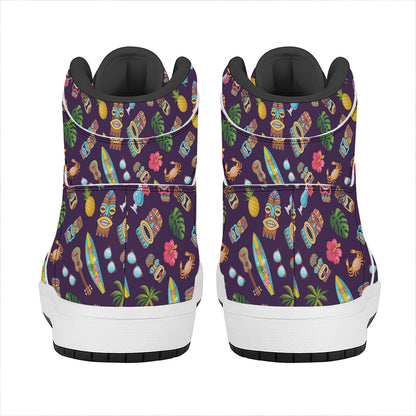 Summer Totem Pattern Print High Top Leather Sneakers