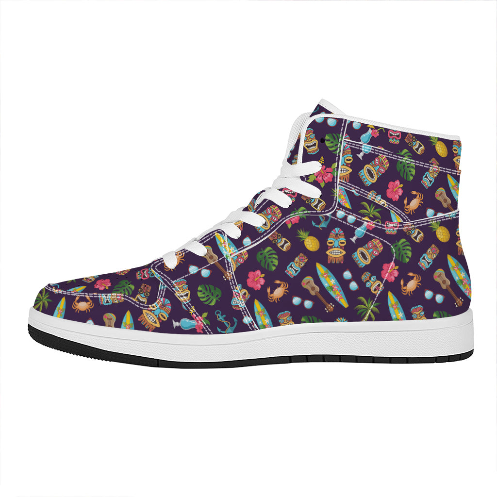 Summer Totem Pattern Print High Top Leather Sneakers
