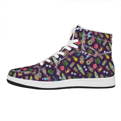 Summer Totem Pattern Print High Top Leather Sneakers