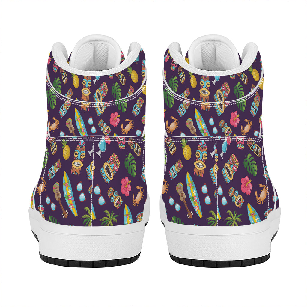 Summer Totem Pattern Print High Top Leather Sneakers