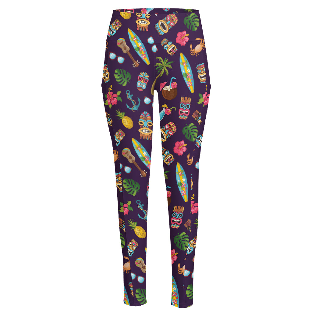 Summer Totem Pattern Print High-Waisted Pocket Leggings