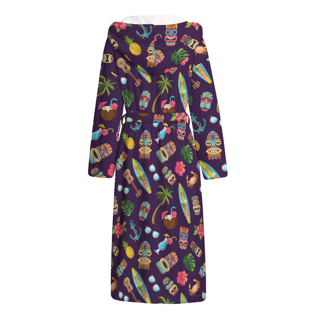 Summer Totem Pattern Print Hooded Bathrobe
