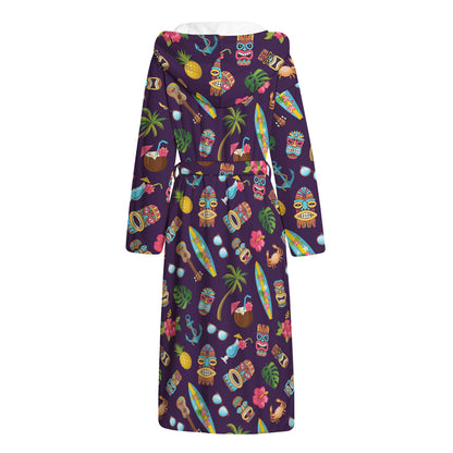 Summer Totem Pattern Print Hooded Bathrobe