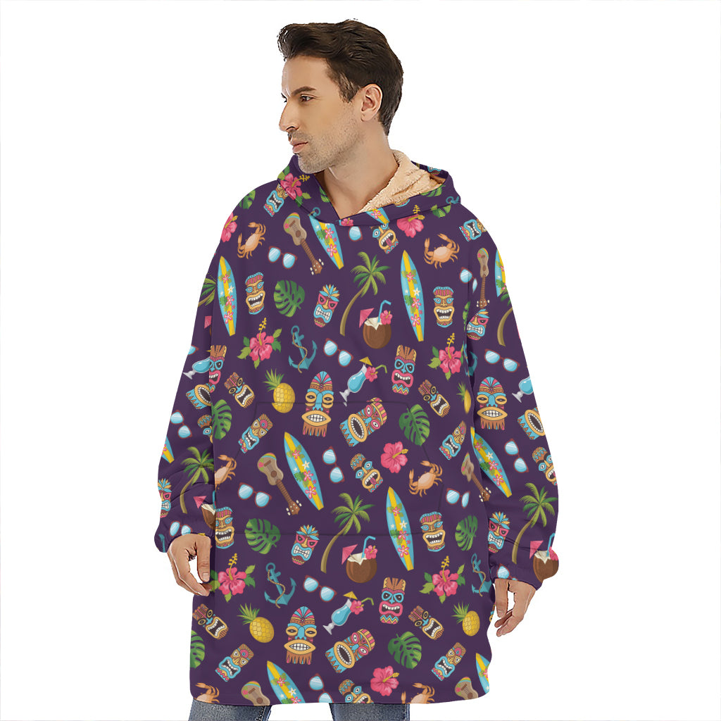 Summer Totem Pattern Print Hoodie Blanket