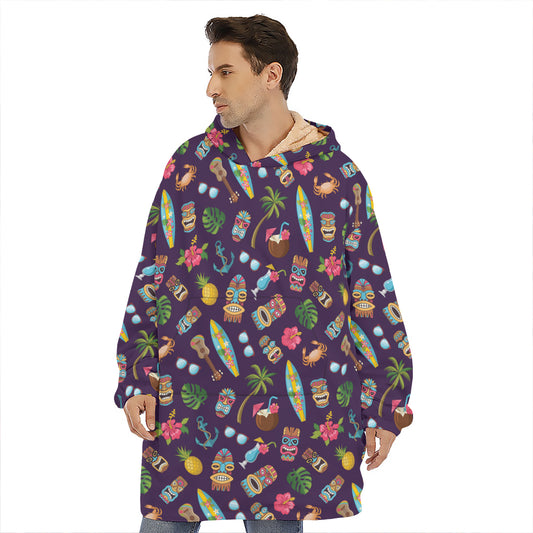 Summer Totem Pattern Print Hoodie Blanket
