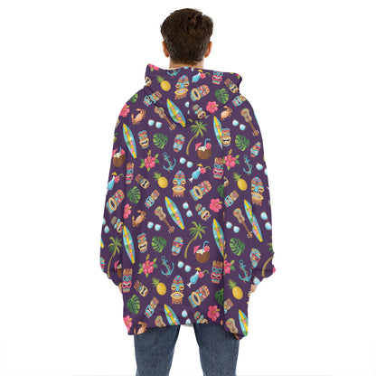 Summer Totem Pattern Print Hoodie Blanket