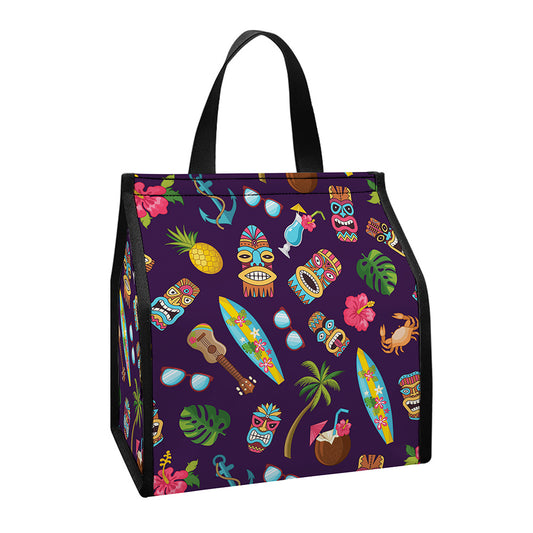 Summer Totem Pattern Print Insulated Lunch Tote