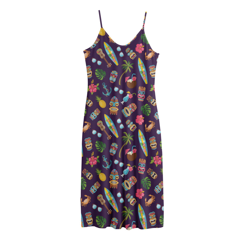 Summer Totem Pattern Print Jersey Midi Cami Dress