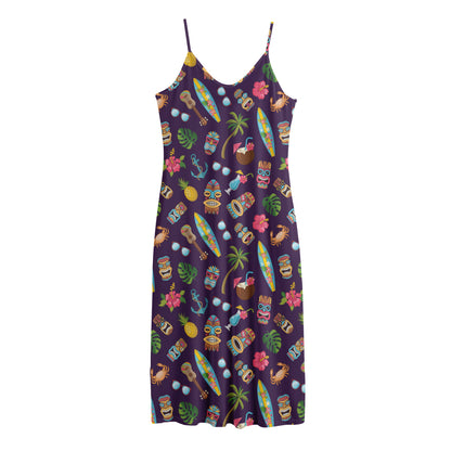 Summer Totem Pattern Print Jersey Midi Cami Dress