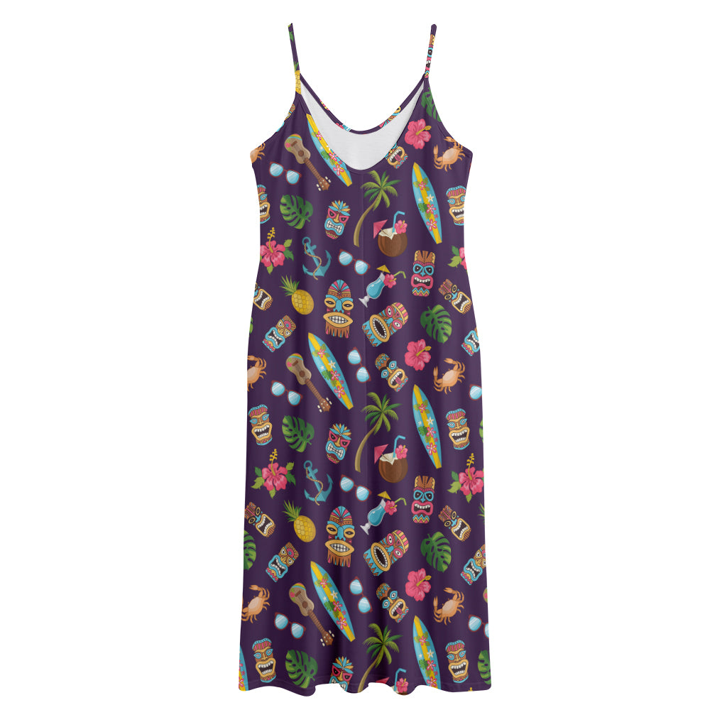 Summer Totem Pattern Print Jersey Midi Cami Dress