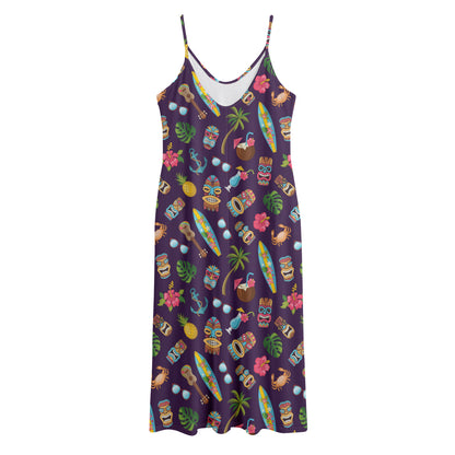 Summer Totem Pattern Print Jersey Midi Cami Dress