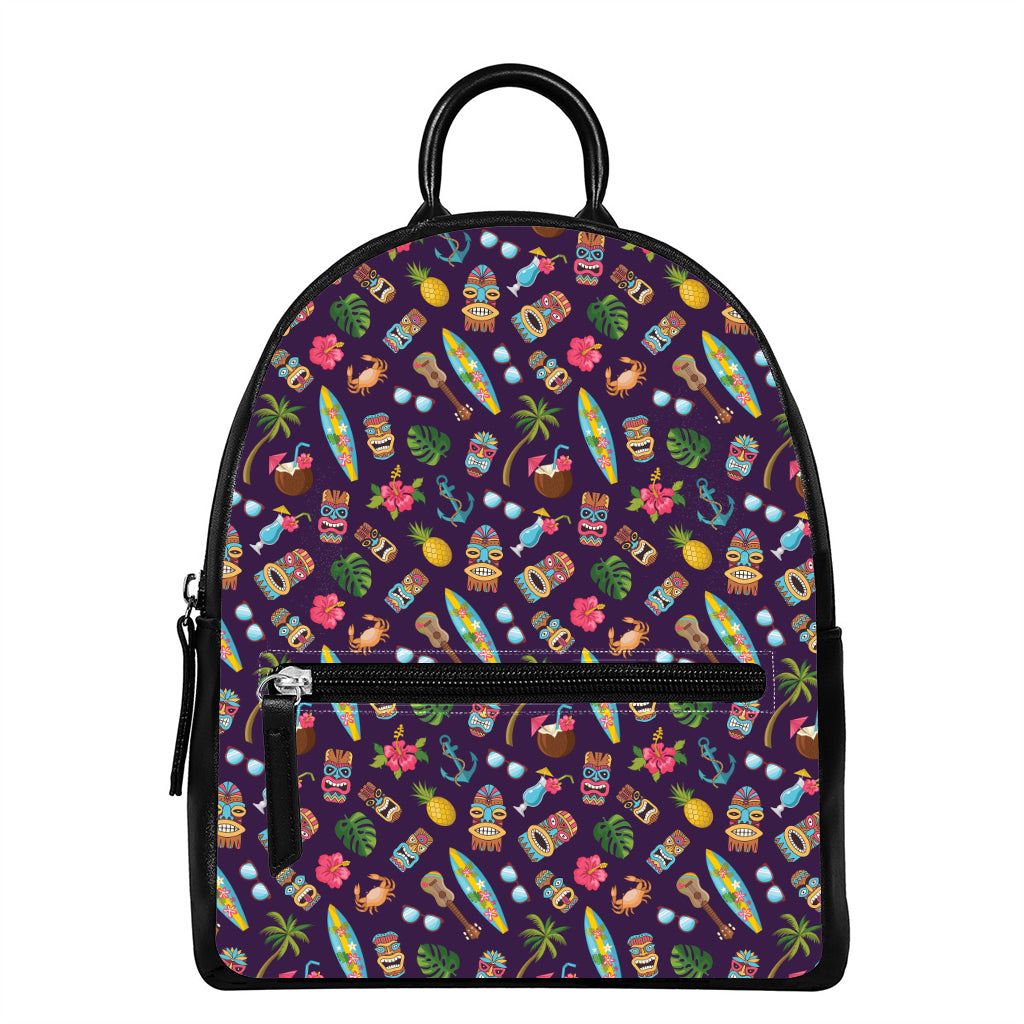 Summer Totem Pattern Print Leather Backpack