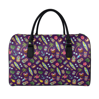 Summer Totem Pattern Print Leather Duffle Bag