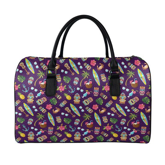 Summer Totem Pattern Print Leather Duffle Bag