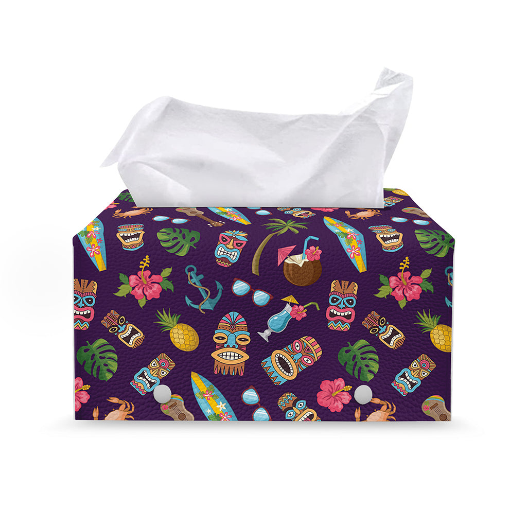 Summer Totem Pattern Print Leather Tissue Box Cover
