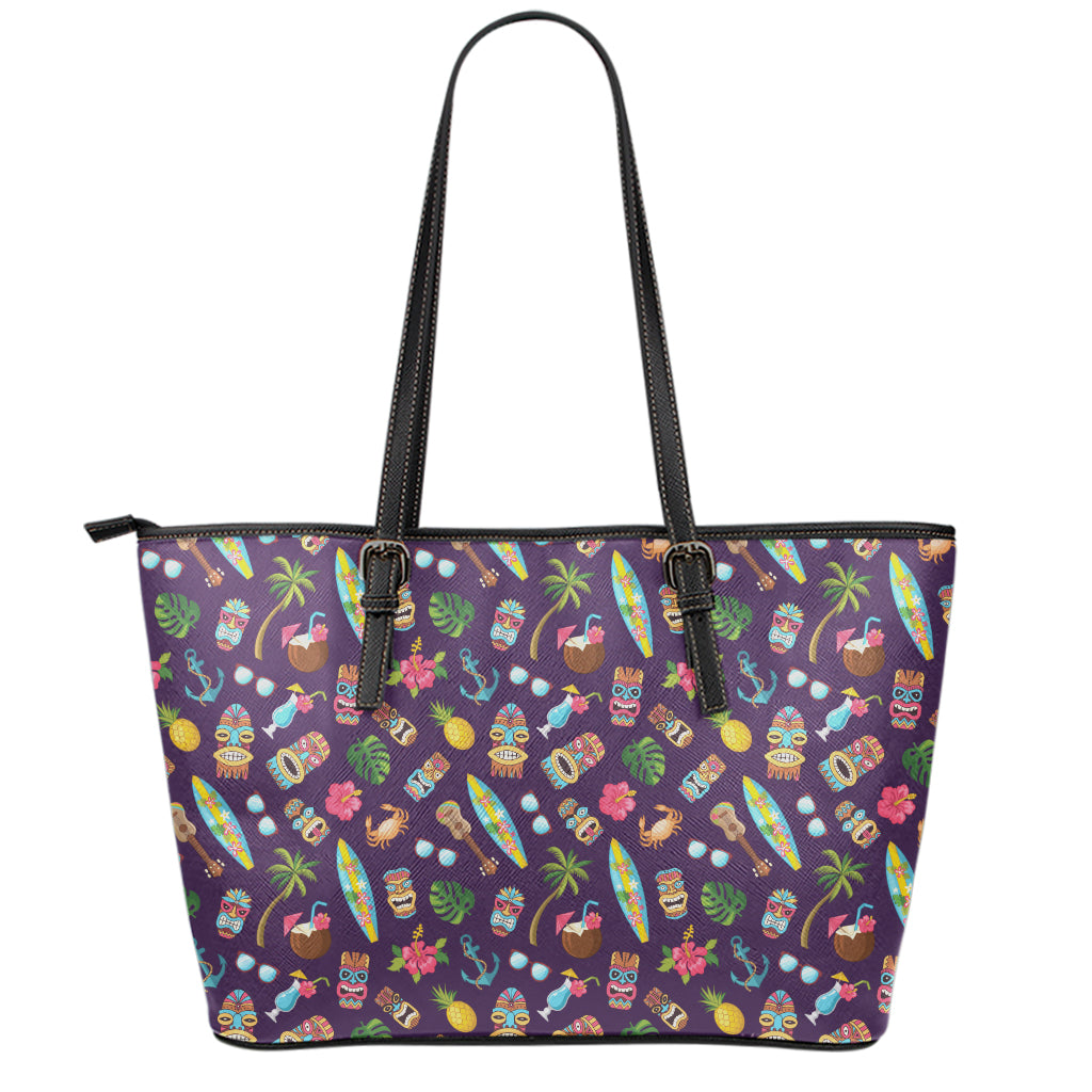 Summer Totem Pattern Print Leather Tote Bag