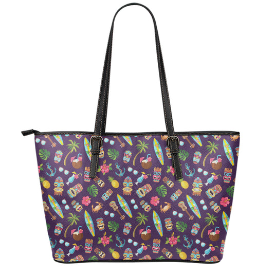 Summer Totem Pattern Print Leather Tote Bag