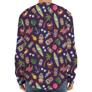 Summer Totem Pattern Print Long Sleeve Baseball Jersey