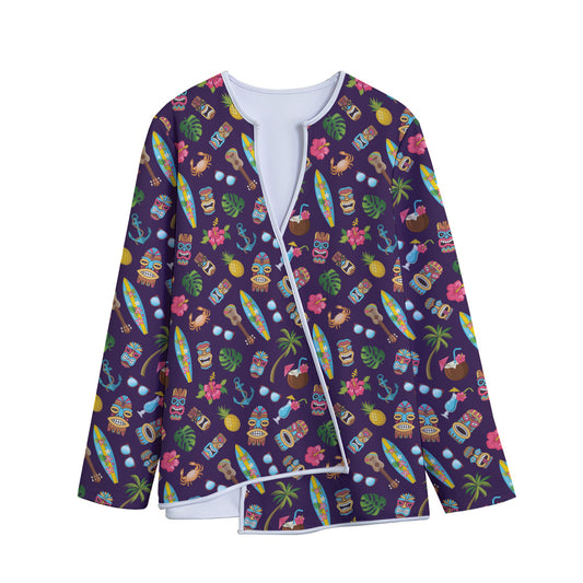 Summer Totem Pattern Print Long Sleeve Short Coat